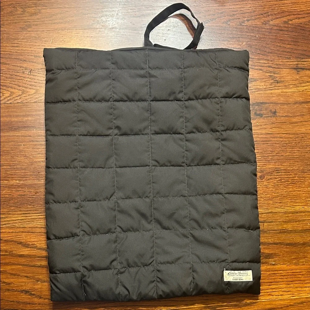 Eddie Bauer Premium Quality Goose Down Quilted Black Zipper Storage Bag 15.5”x12